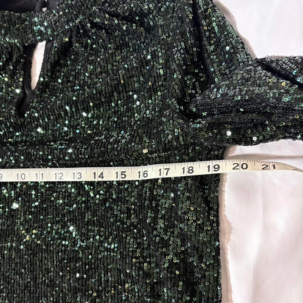 Green sequin blouse with front - Picture 4 of 8